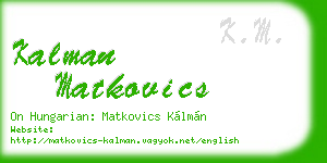 kalman matkovics business card